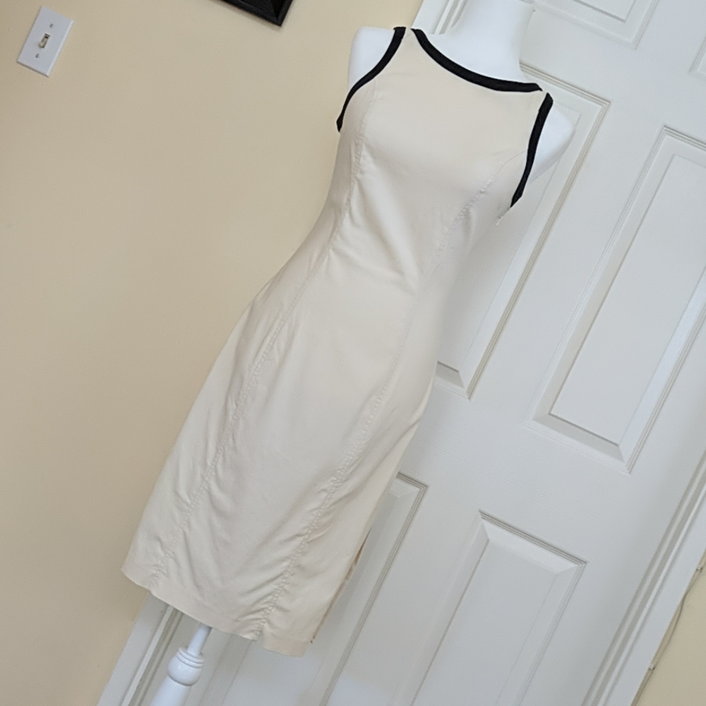 Express Creme dress with high slit on one side
